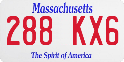 MA license plate 288KX6