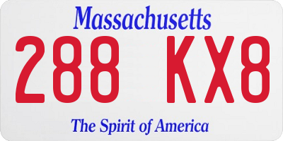 MA license plate 288KX8