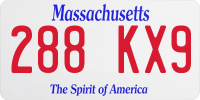 MA license plate 288KX9