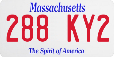 MA license plate 288KY2