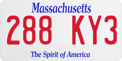 MA license plate 288KY3