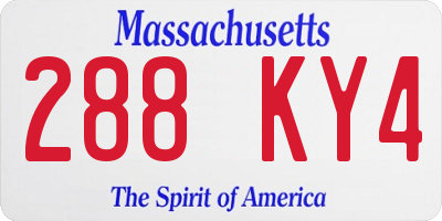 MA license plate 288KY4
