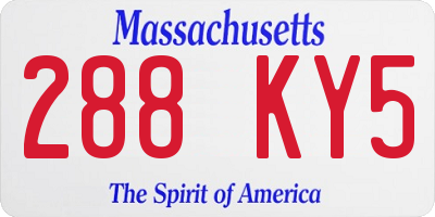 MA license plate 288KY5