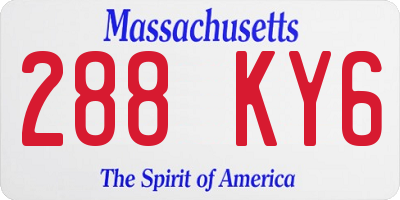 MA license plate 288KY6