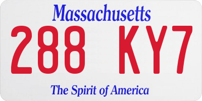MA license plate 288KY7
