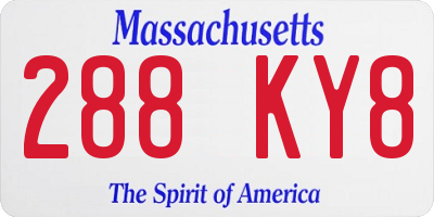 MA license plate 288KY8