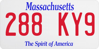 MA license plate 288KY9