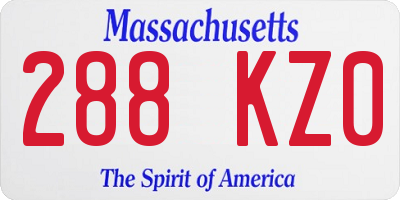 MA license plate 288KZ0