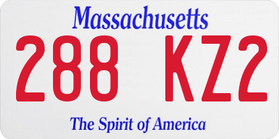 MA license plate 288KZ2