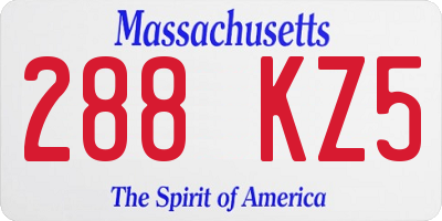 MA license plate 288KZ5