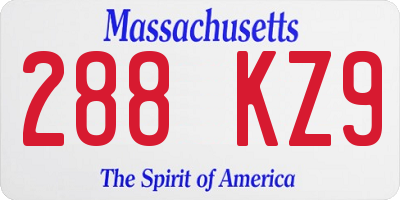 MA license plate 288KZ9
