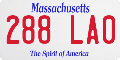 MA license plate 288LA0