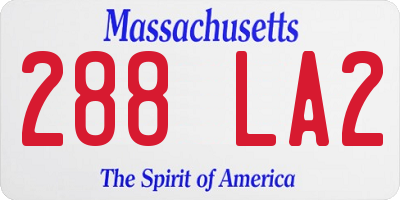 MA license plate 288LA2