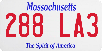 MA license plate 288LA3