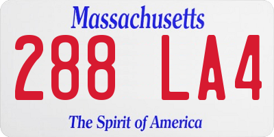 MA license plate 288LA4
