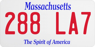 MA license plate 288LA7
