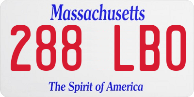 MA license plate 288LB0