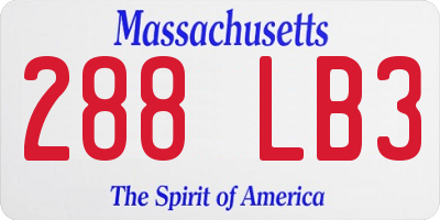 MA license plate 288LB3