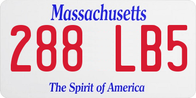 MA license plate 288LB5