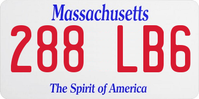 MA license plate 288LB6