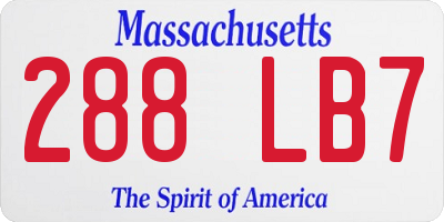 MA license plate 288LB7