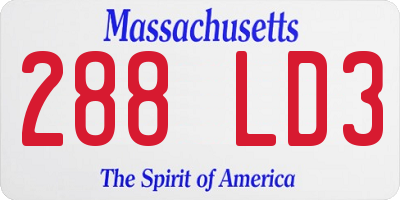 MA license plate 288LD3
