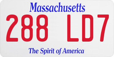 MA license plate 288LD7