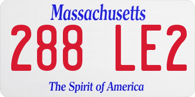MA license plate 288LE2