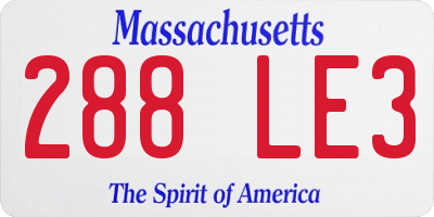 MA license plate 288LE3