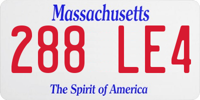 MA license plate 288LE4