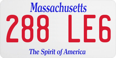 MA license plate 288LE6