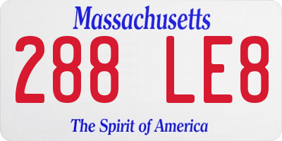 MA license plate 288LE8