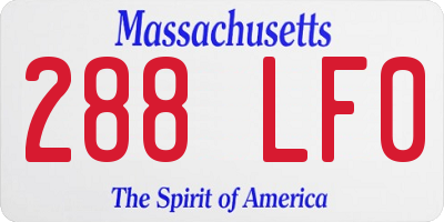 MA license plate 288LF0