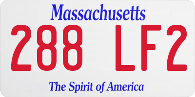 MA license plate 288LF2