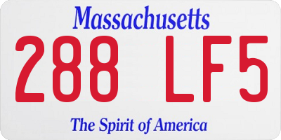 MA license plate 288LF5