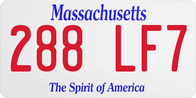 MA license plate 288LF7