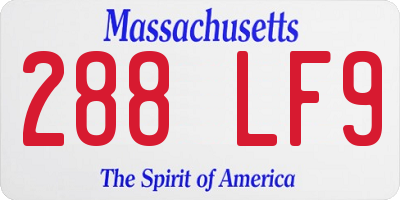 MA license plate 288LF9