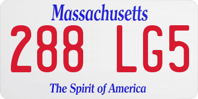 MA license plate 288LG5
