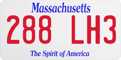 MA license plate 288LH3