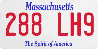 MA license plate 288LH9