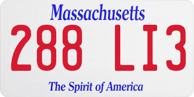 MA license plate 288LI3