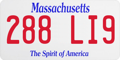 MA license plate 288LI9