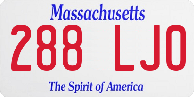 MA license plate 288LJ0