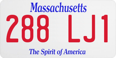 MA license plate 288LJ1