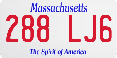 MA license plate 288LJ6