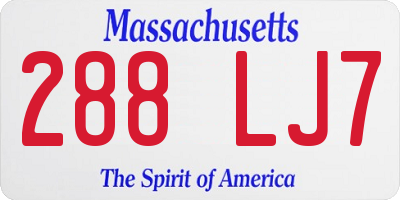 MA license plate 288LJ7