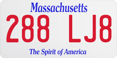 MA license plate 288LJ8