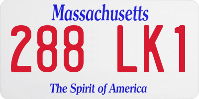 MA license plate 288LK1