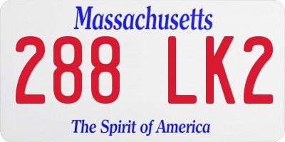 MA license plate 288LK2