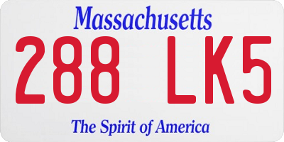MA license plate 288LK5